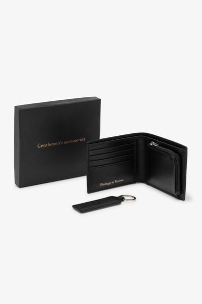 Set portefeuille en sleutelhanger 100% leder