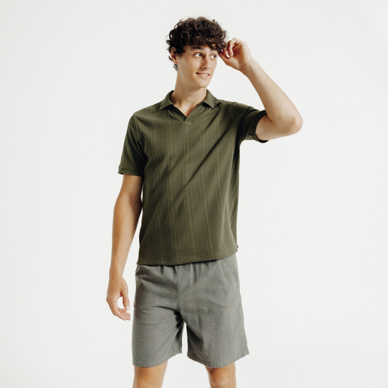 Polo korte mouwen, resort polokraag met lijnen