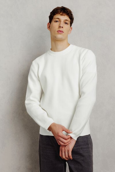 Pull col rond jeu de points fantaisie