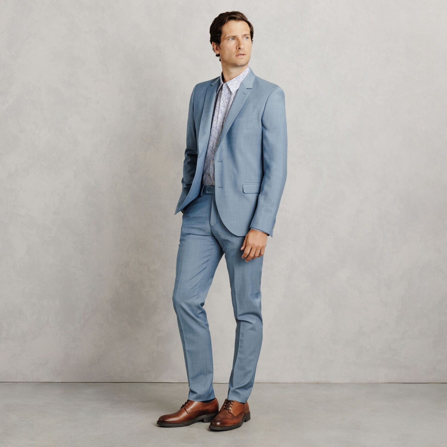 Chemise en coton slim imprim&eacute; fleuri