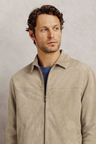 Blouson 100% cuir col chemise
