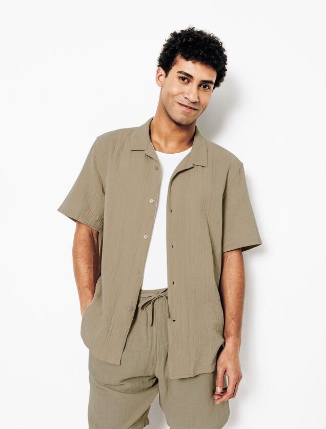 Chemisette en gaze de coton col requin