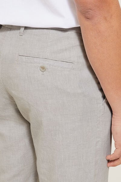 Pantalon droit à carreaux contenant du lin
