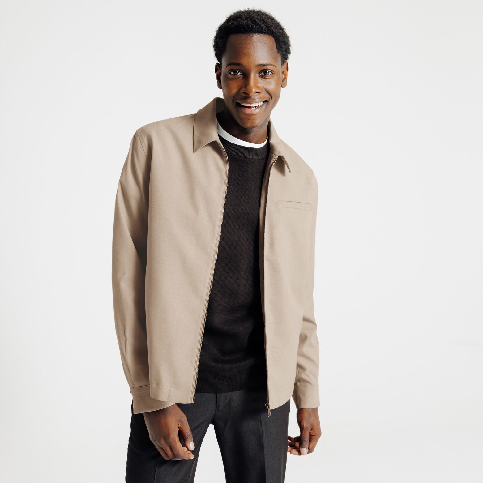 Veste col chemise zipp&eacute;e