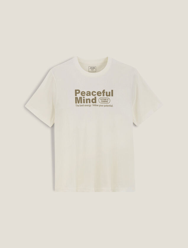 Tee shirt col rond imprim&eacute; en coton