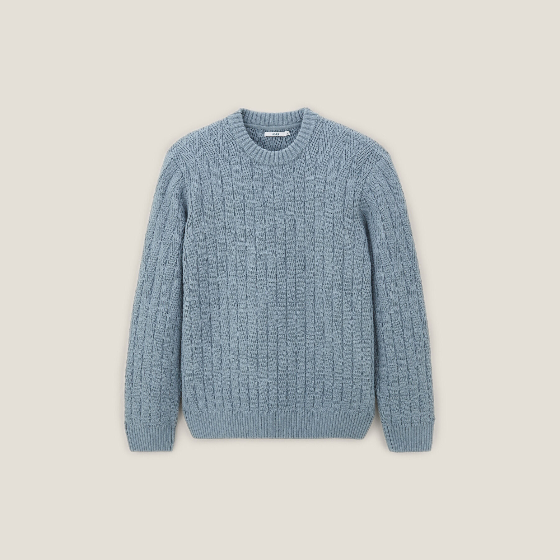 Pull Homme JULES Col Rond Petit Coton Gris – Taille S, Style Casual