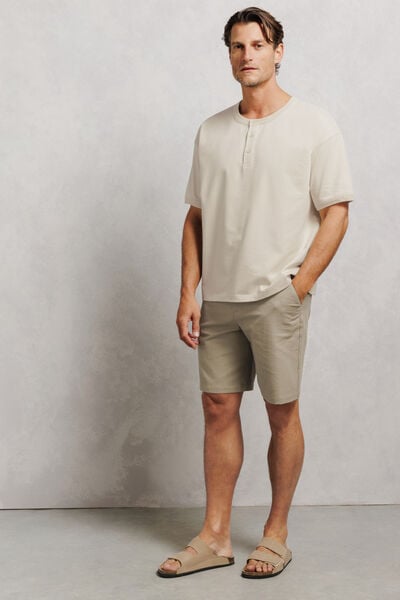 Tee shirt col tunisien boxy