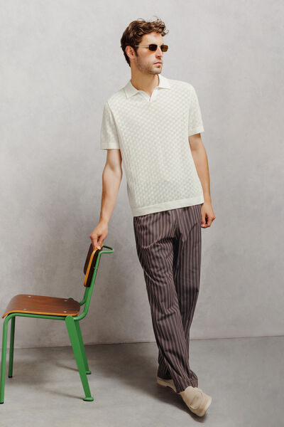 Polo en maille col resort damier