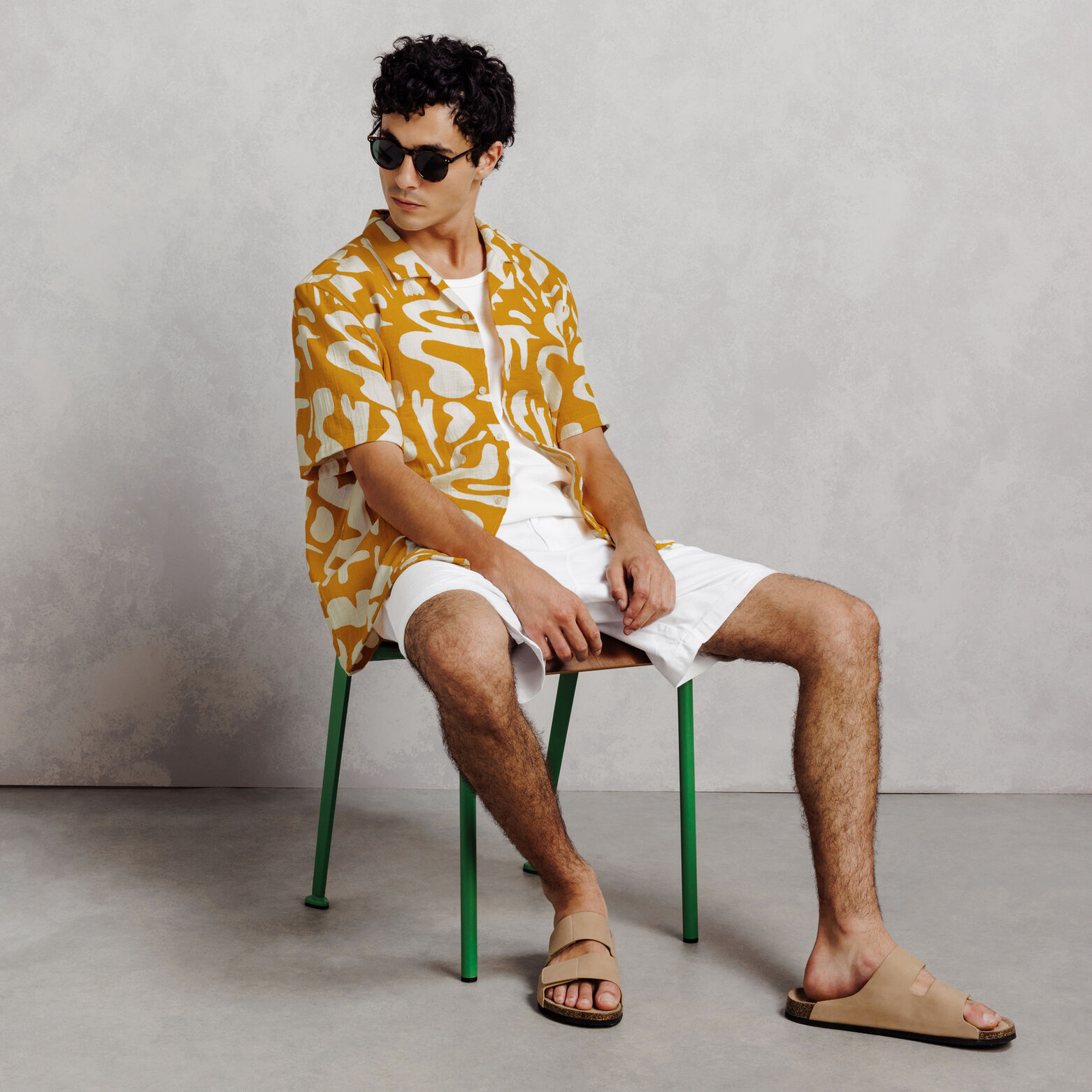 Chemisette 100% coton imprim&eacute; col requin