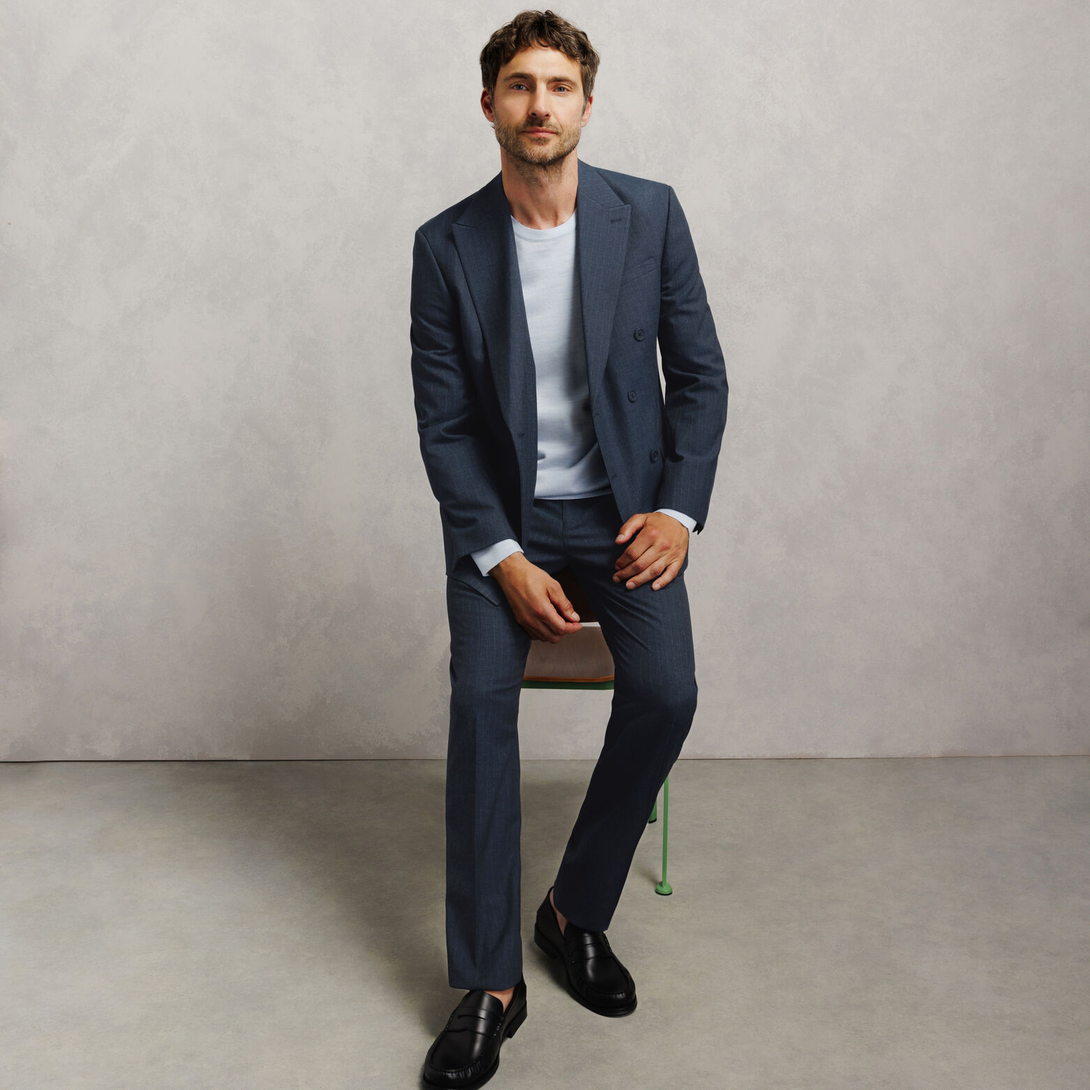Veste de costume crois&eacute;e confort ray&eacute;e