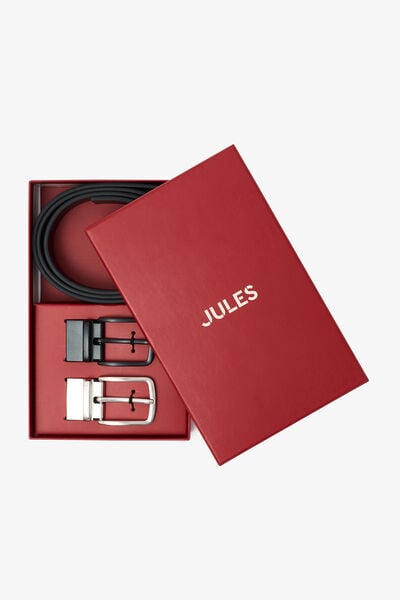 Coffret ceinture r&eacute;versible 100% cuir No&euml;l