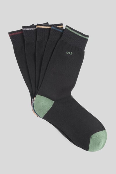 Set van 5 paar sokken, contrasterende hiel en teen