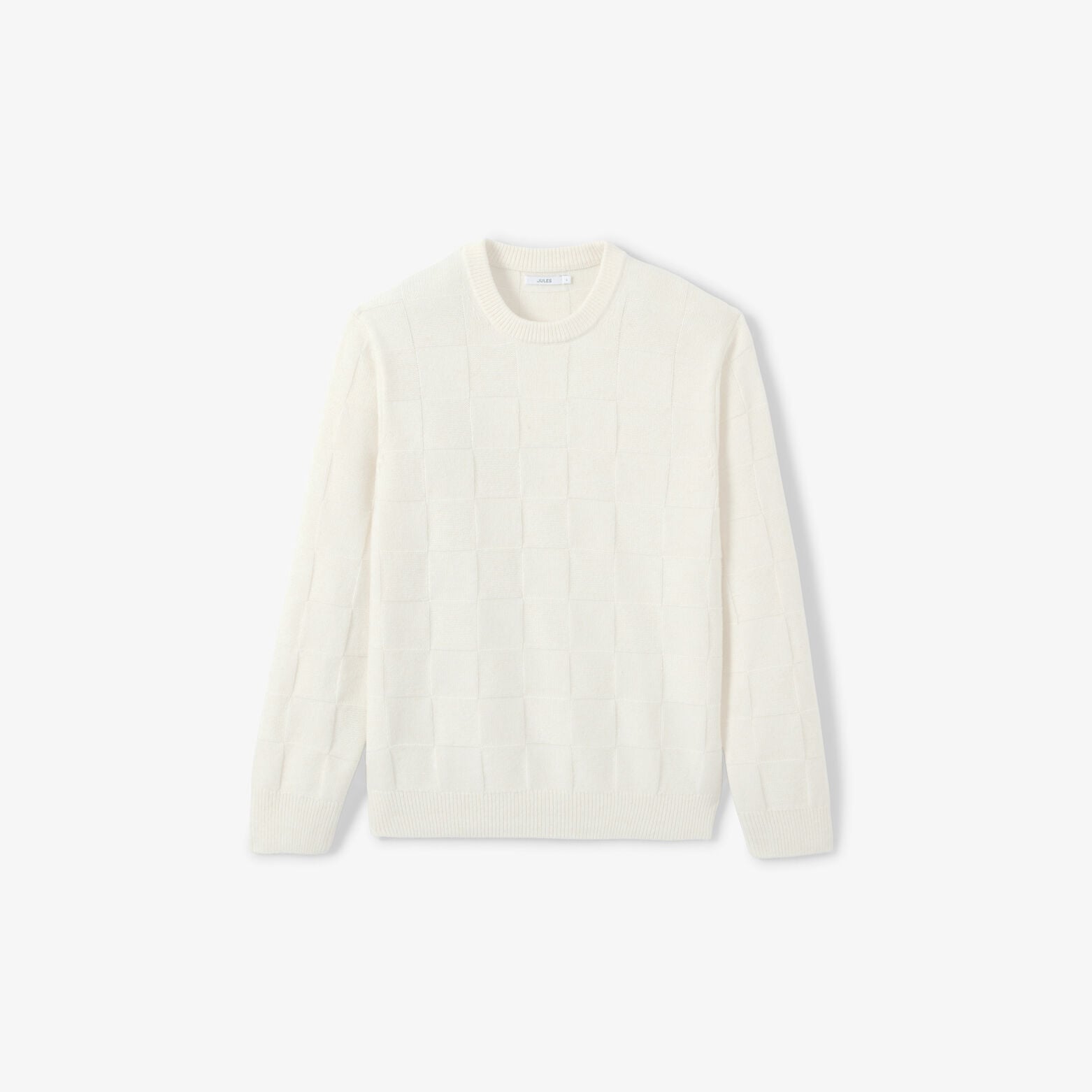 Pull col rond damier