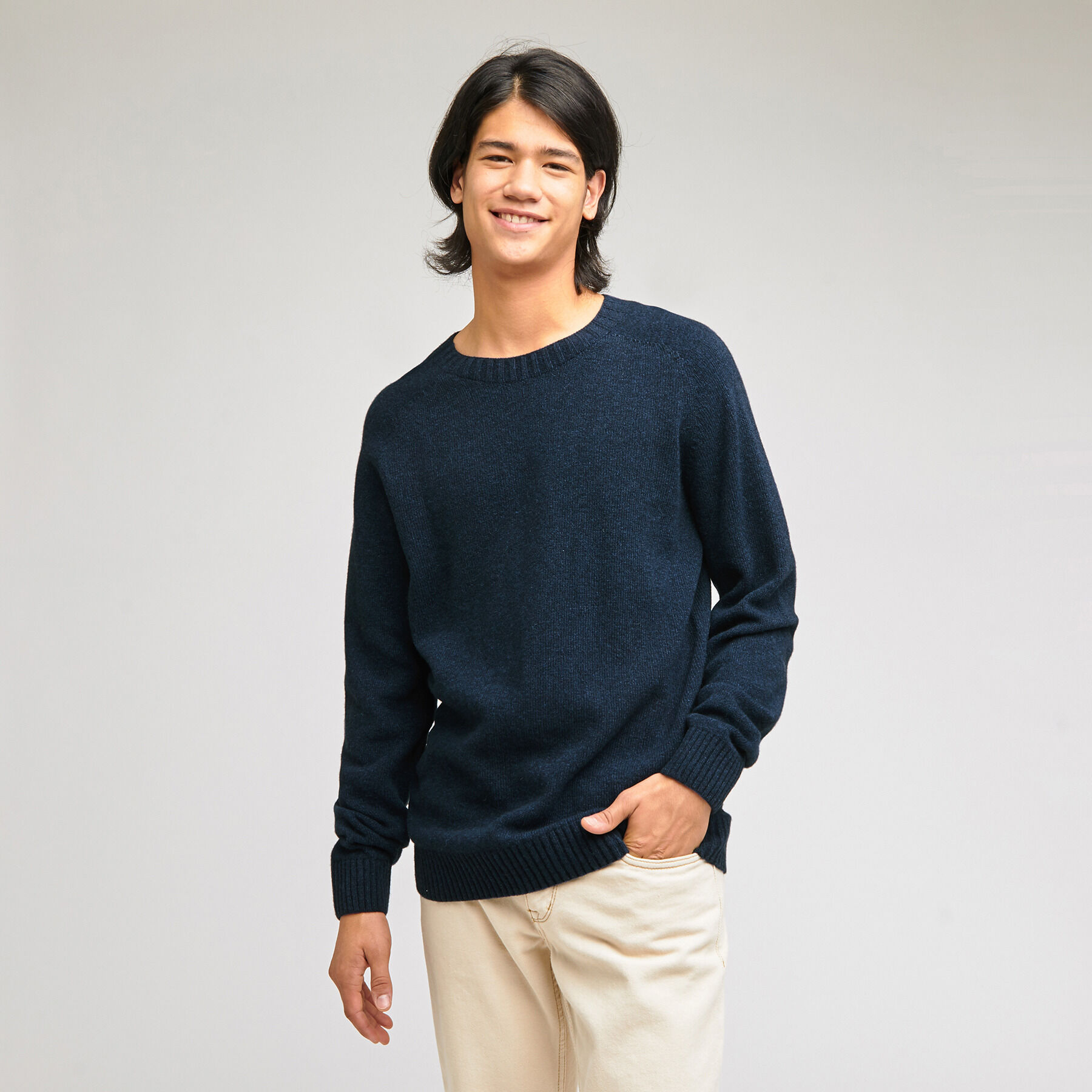 RED BRIDGE Pull Homme Tricot Slim Fit Chiné – Pull Col Rond Côtelé Tendance Avec Logo – Pull Coton Polyacrylique Confortable Toutes Saisons