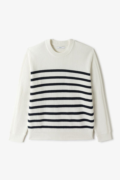 Pull col rond jeux de points fantaisie