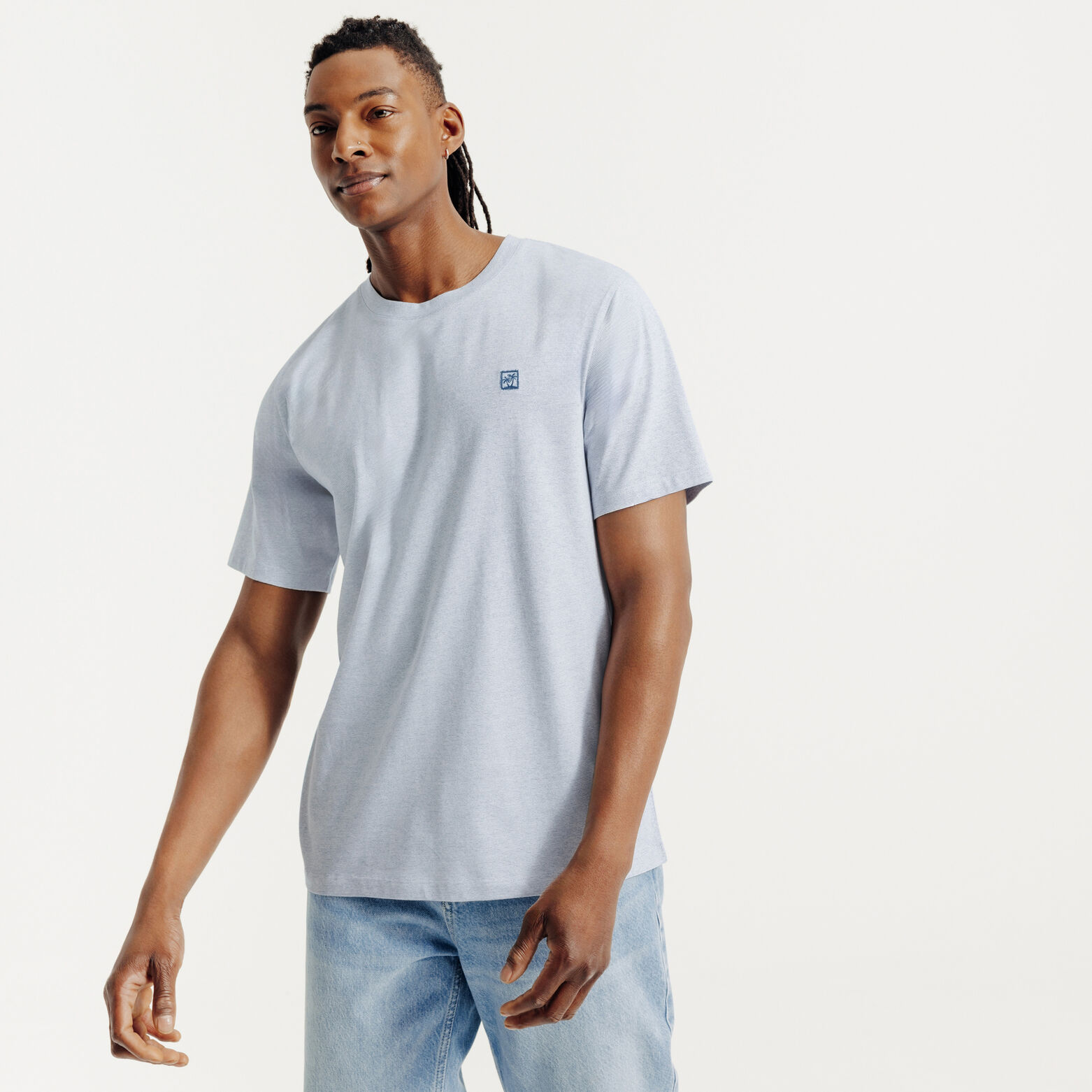 Tee shirt effet microray&eacute; broderie poitrine