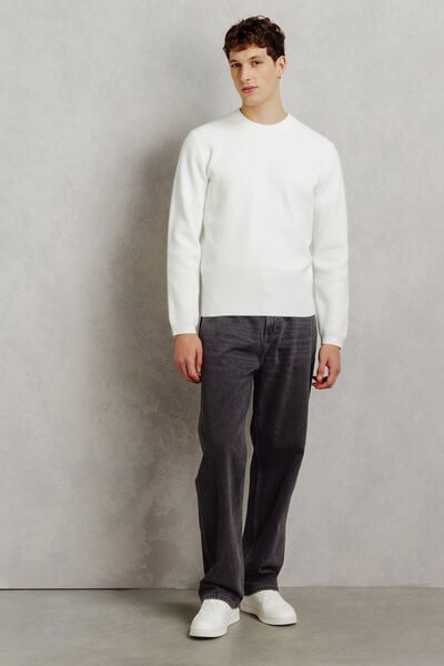 Pull col rond jeu de points fantaisie