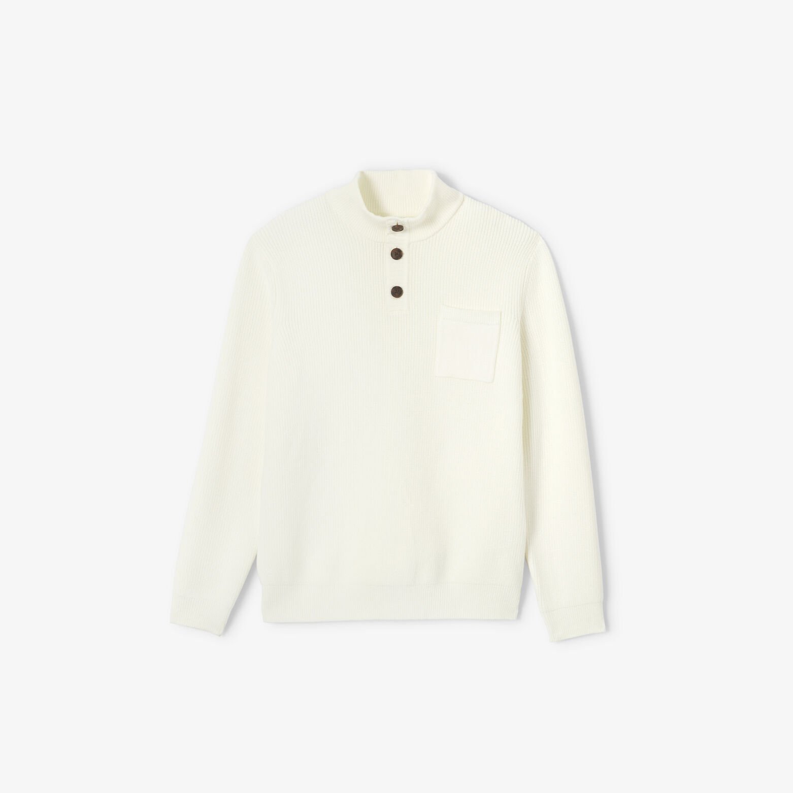 Pull col montant boutonn&eacute; poche poitrine