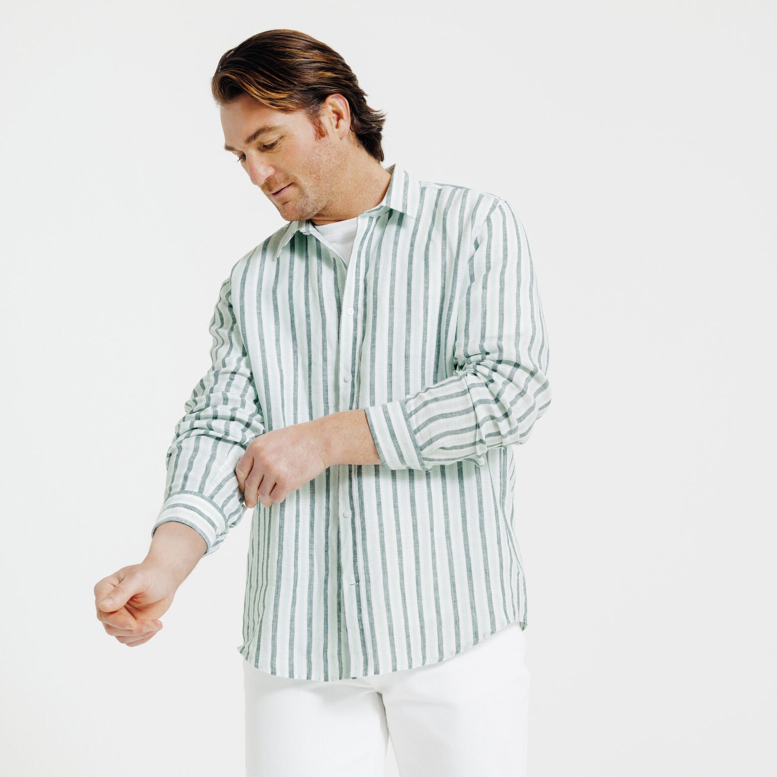 Gestreept hemd in linnen