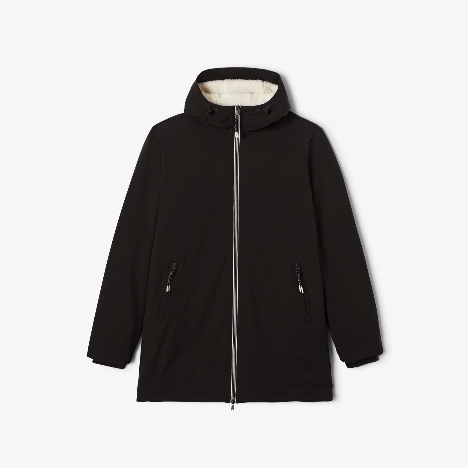 Parka longue &agrave; capuche doubl&eacute;e en sherpa