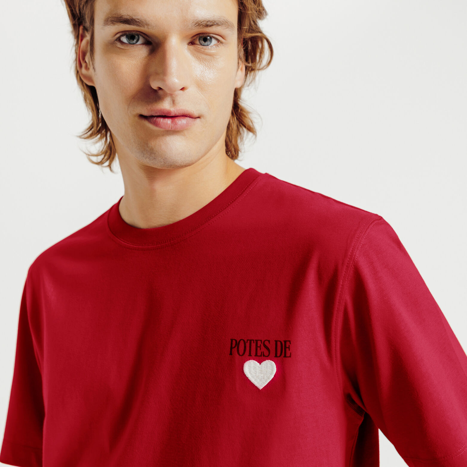 Tee shirt brodé poitrine en coton