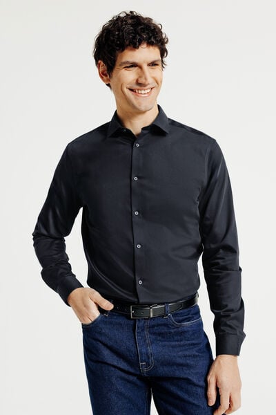 Chemise sans repassage en coton unie slim