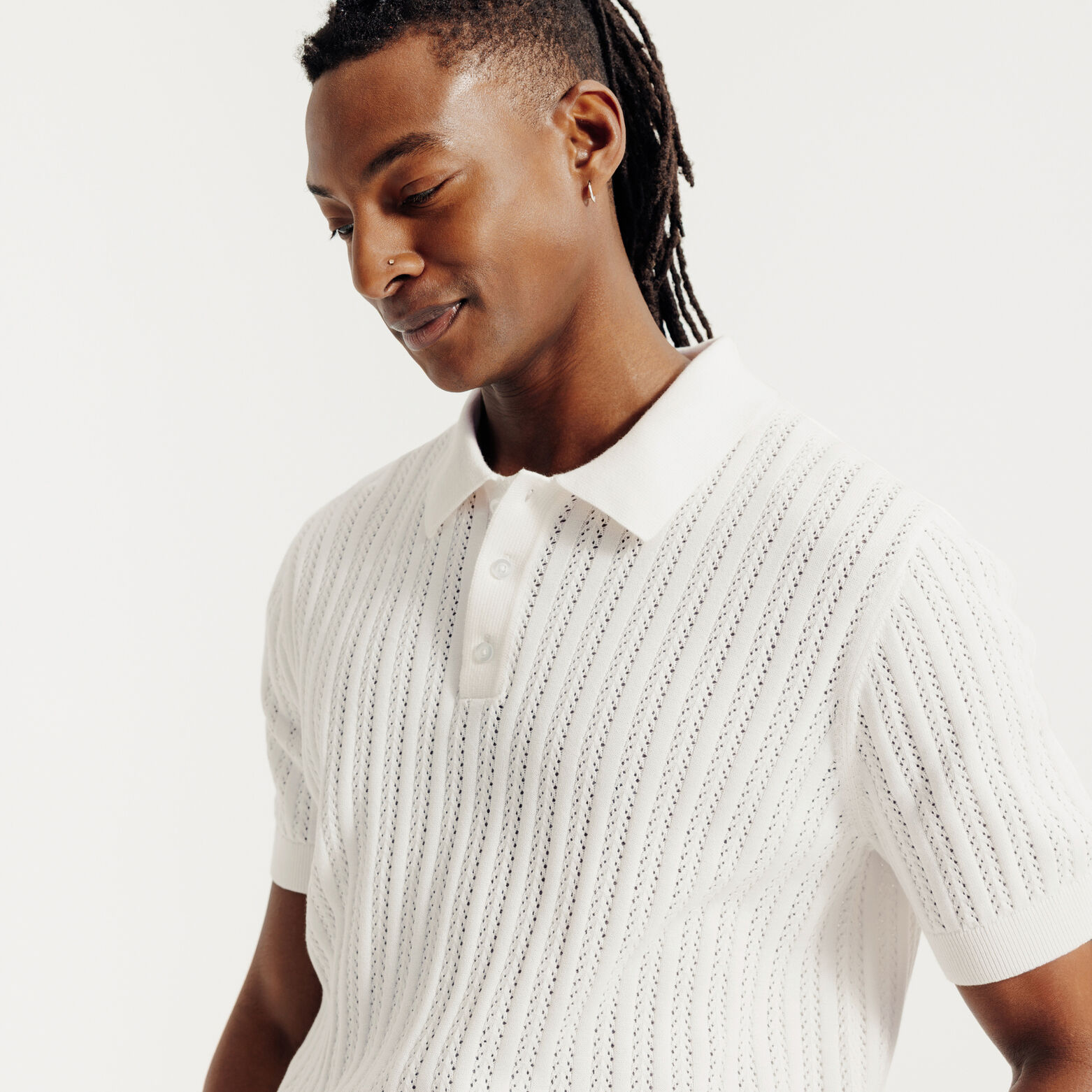 Polo en maille manches courtes jeux de points