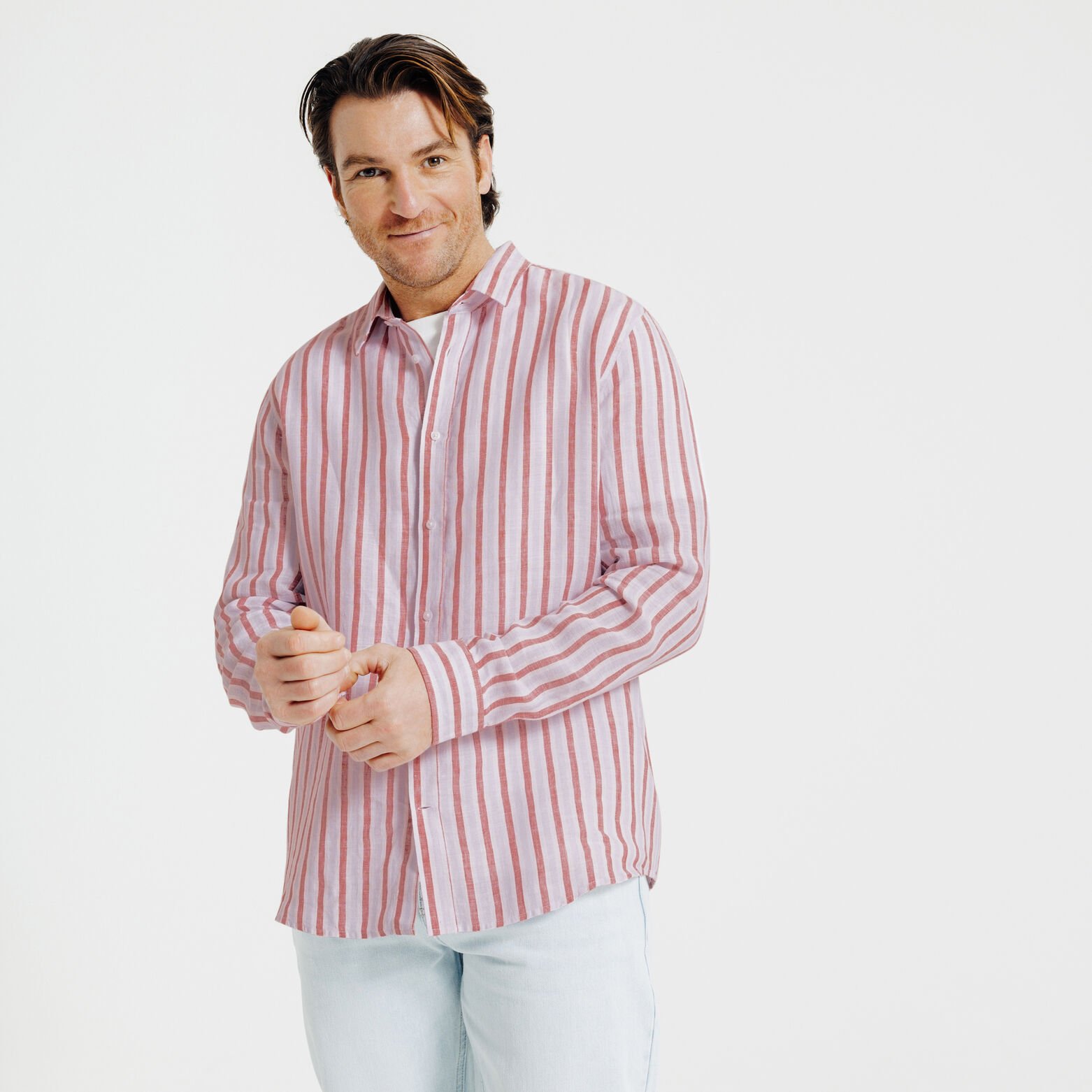 Gestreept hemd in linnen