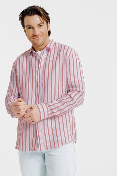 Chemise 100% lin ray&eacute;e