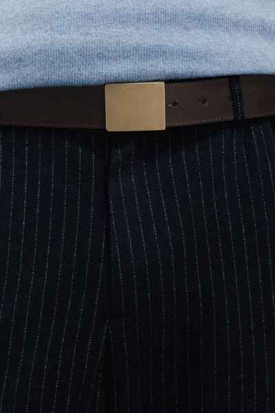 Ceinture cuir plaque dor&eacute;e