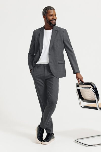 Costume 3 pi&egrave;ces slim bi-strech - Gris fonc&eacute;