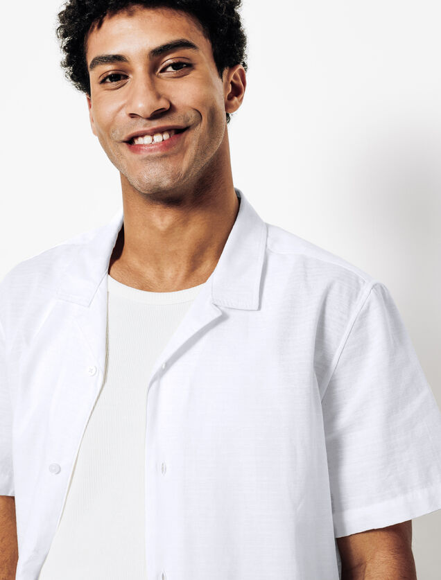 Chemisette en coton mati&egrave;re textur&eacute;e