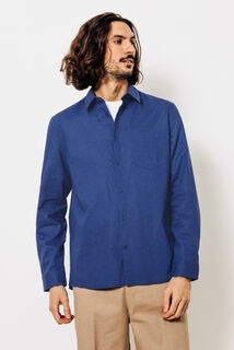 Effen hemd in katoen en linnen