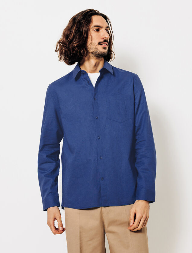 Effen hemd in katoen en linnen