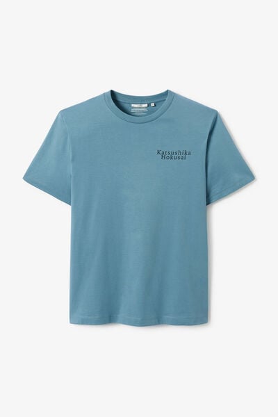 T-shirt met print voor en achter licentie Hokusai