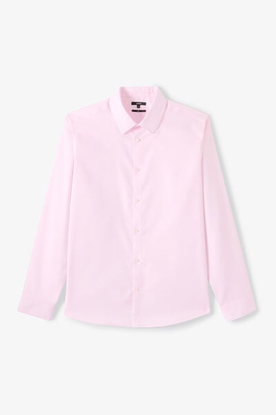Chemise 100% coton slim sans repassage textur&eacute;e / 