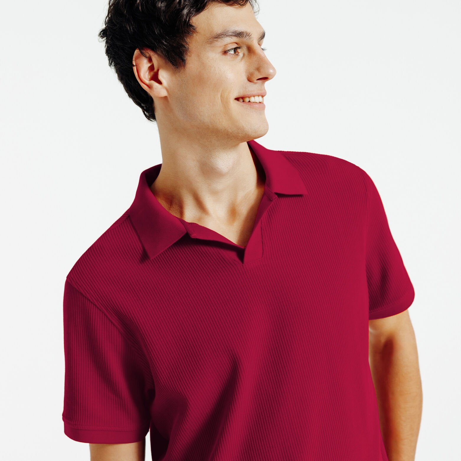 Polo in textuurstof met korte mouwen en resortkraa