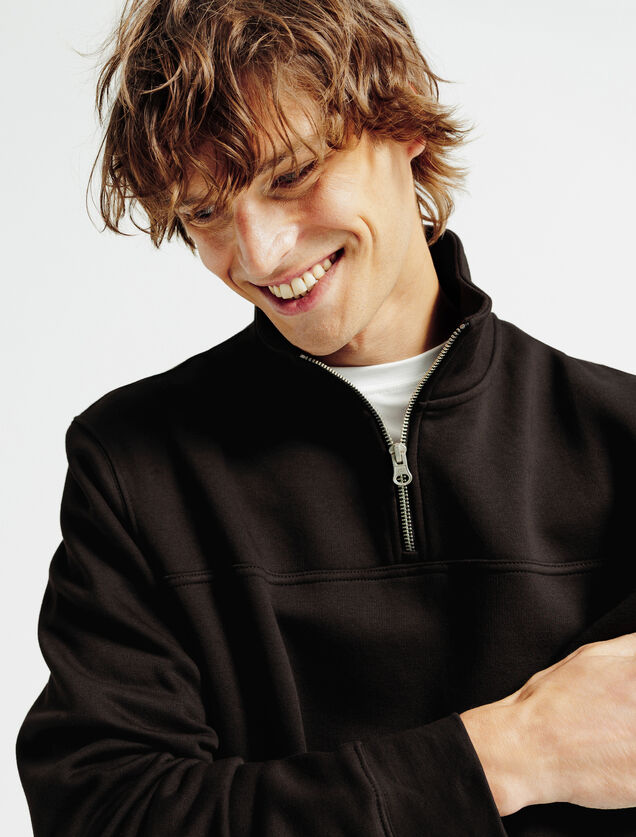Sweat col montant zipp&eacute; uni
