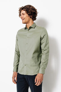 Strijkvrij slim effen hemd in katoen