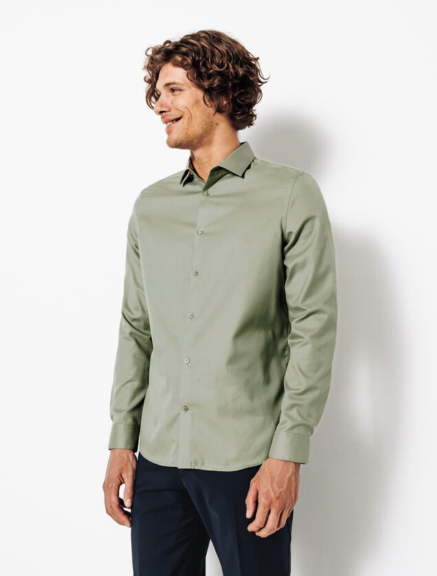 Strijkvrij slim effen hemd in katoen