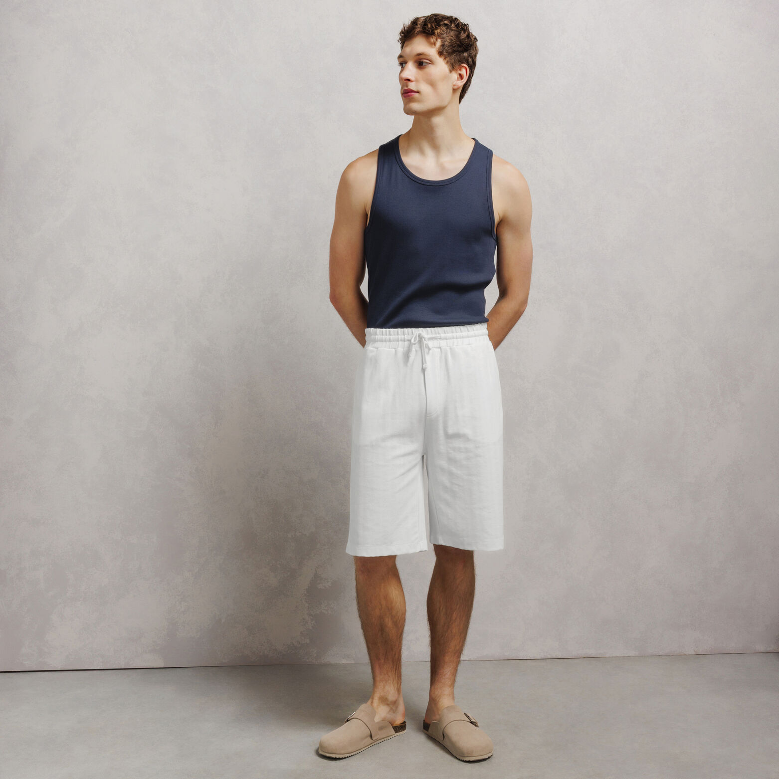 Bermuda long en maille taille &eacute;lastiqu&eacute;e