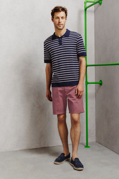 Bermuda chino slim uni avec ceinture