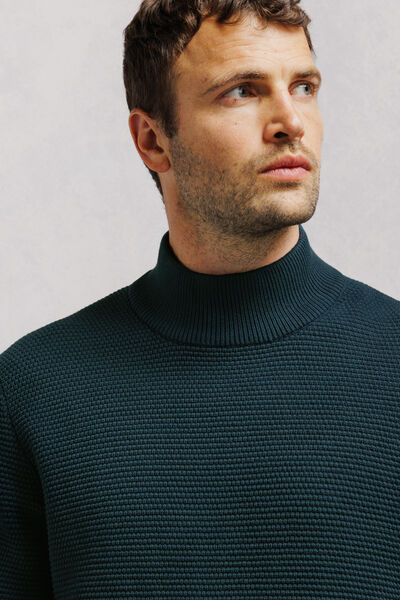 Pull col montant grosse jauge en point de riz