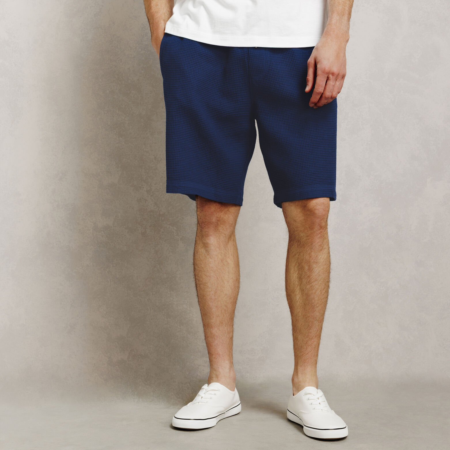 Bermuda in wafelstof met elastische tailleband