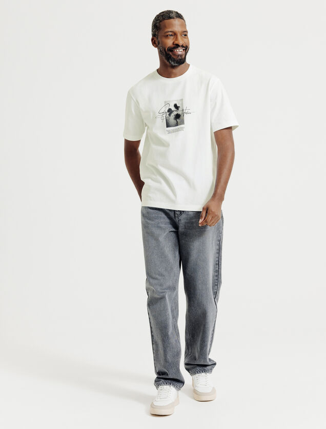 T-shirt met gebloemde print voor- en achteraan
