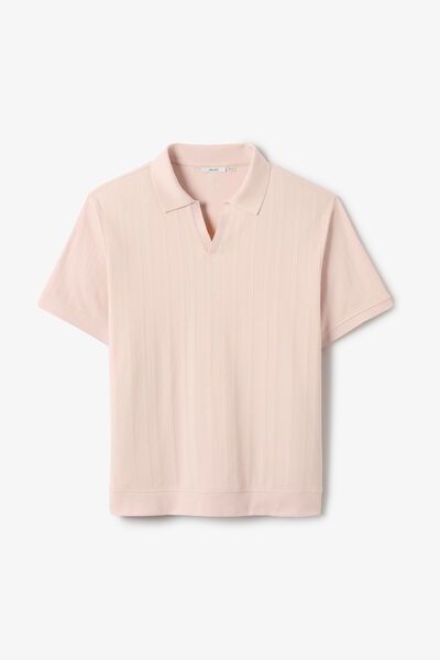 Polo manches courtes col resort mati&egrave;re textur&eacute;e