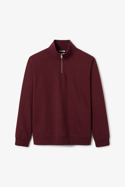 Sweat col montant zipp&eacute; molleton uni