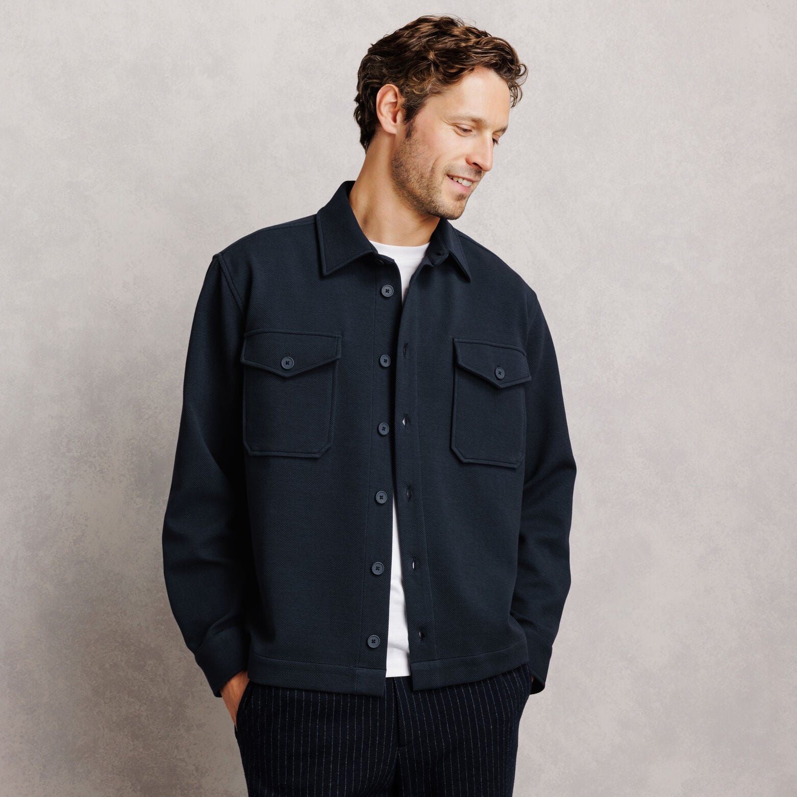 Surchemise twill col fran&ccedil;ais