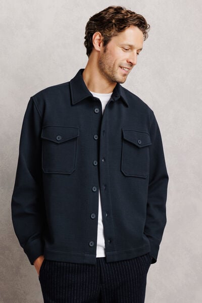 Twill overhemdjas met Franse kraag