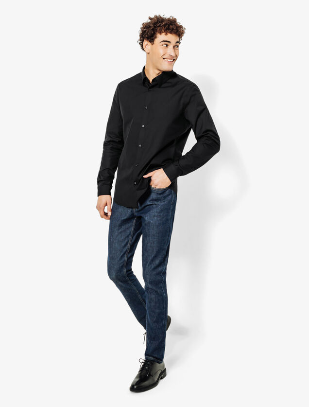 Chemise slim unie coton repassage facile